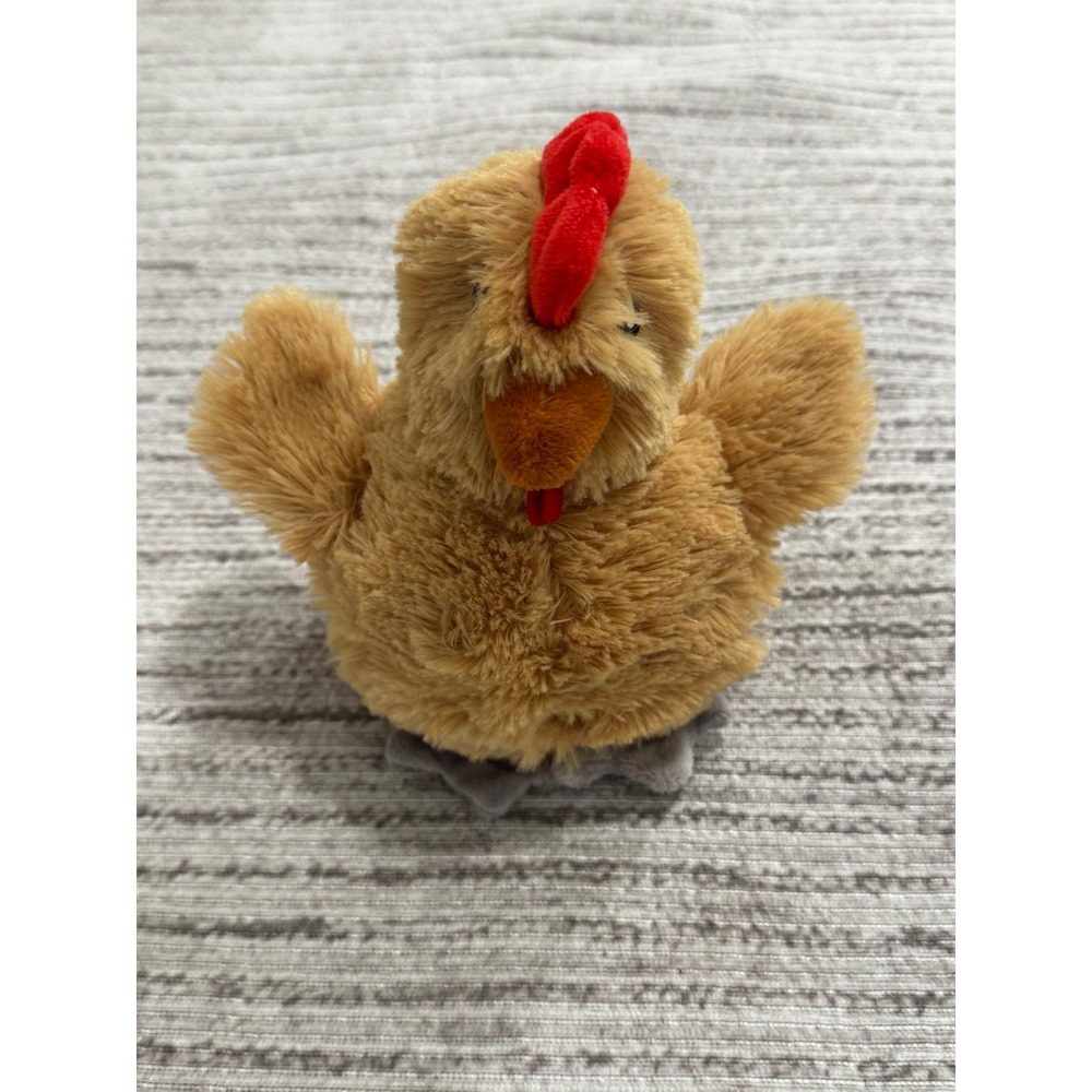 Plush Chicken Squeaker Ball Dog Toy Brown Hen Soft Fuzzy Pet Toy 7 Inch